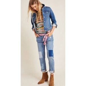 Pilcro Boyfriend Jeans with Patchwork Blue